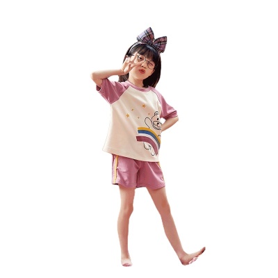 Pyjama pour enfants deux pièces mignon bande dessinée violet coton