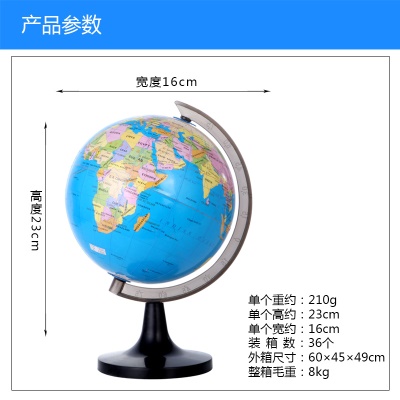 Globe anglais 14,6 cm plastique
