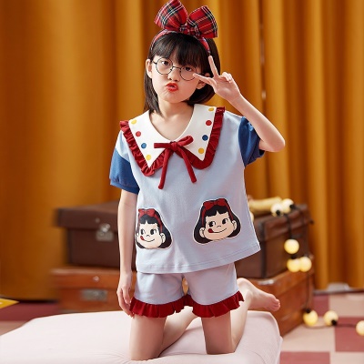 Pyjama pour enfants deux pièces arc bleu et rouge coton