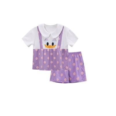 Pyjama pour enfants ensemble de deux pièces lâche bretelles décorées avec des motifs de canard