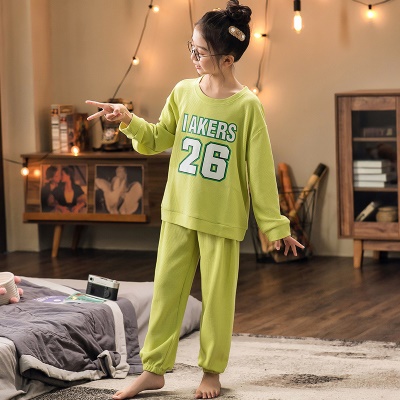 Pyjama pour enfants ensemble de deux pièces avec imprimé numérique vert tissu gaufrage