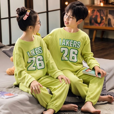 Pyjama pour enfants ensemble de deux pièces avec imprimé numérique vert tissu gaufrage