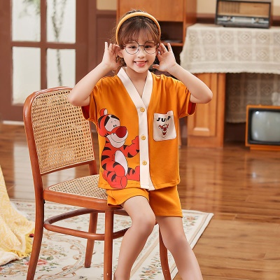 Pyjama pour enfants deux pièces mignon bande dessinée ample avec poche
