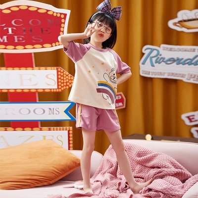 Pyjama pour enfants deux pièces mignon bande dessinée violet coton