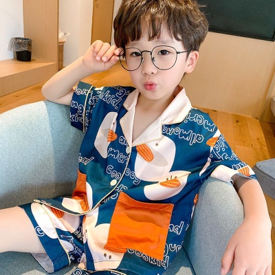 Ensemble de pyjama en soie pour enfants à manches courtes