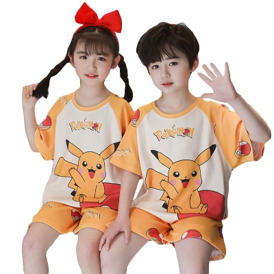 Pyjama 2 pièces pour enfants en coton imprimé Pikachu orange