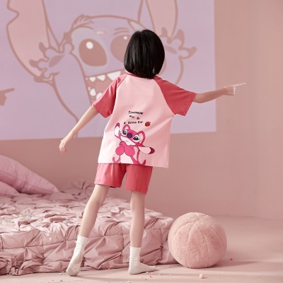 Pyjama pour enfants deux pièces mignon bande dessinée rouge coton