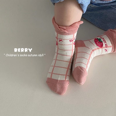 Set de cinq pièces de chaussettes pour enfants en dentelle de dessin animé coton