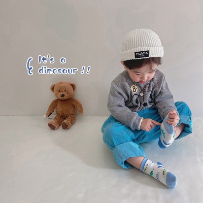 Chaussettes pour petits et moyens enfants à rayures en maille de coton peigné