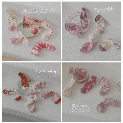chaussettes ensemble de cinq pièces dentelle imprimé dessin animé animal
