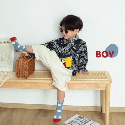 Set de 5 pcs de chaussettes pour enfants en coton à rayures à pois