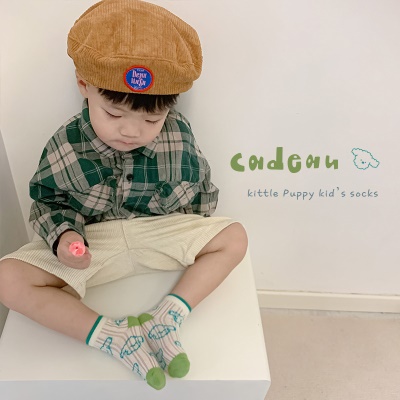 Set de cinq pièces de chaussettes pour enfants Animaux de dessin animé Cartes de couleur Sérigraphie Oeil
