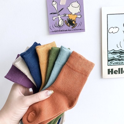 Chaussettes pour enfants automne-hiver polyvalent uni