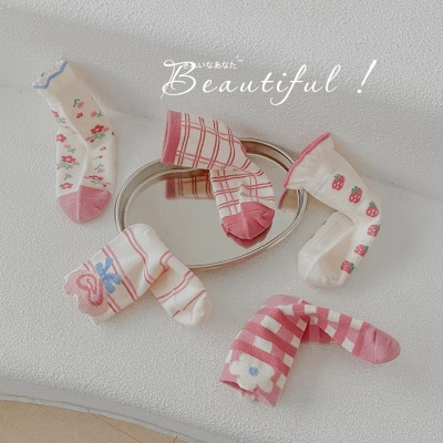 Set de 5 pcs de chaussettes pour enfants en coton imprimé rayé