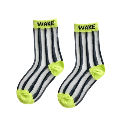 Chaussettes enfant bande verticale bande cassée maille respirante
