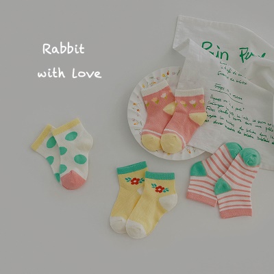Chaussettes enfant rayé Wave Dot Mesh coton respirant