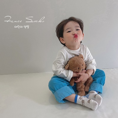 Set de cinq pièces de chaussettes pour enfants en maille de coton peigné rayures