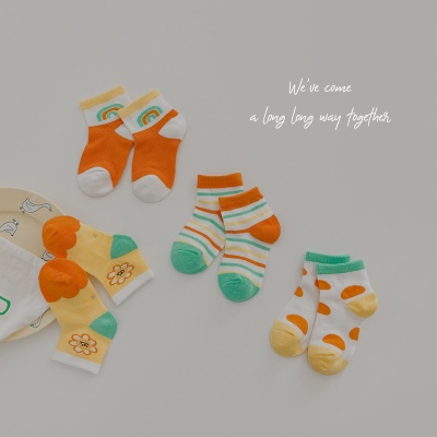 Chaussettes enfant rayé Wave Dot Mesh coton respirant