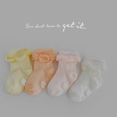 Chaussettes pour enfants ensemble de 4 pièces dentelle respirant et absorbant la sueur coton