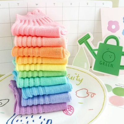 Chaussettes pour enfants bande verticale cassette couleur unie