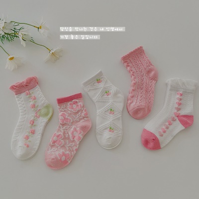 chaussettes ensemble de cinq pièces dentelle maille mignon dessin animé