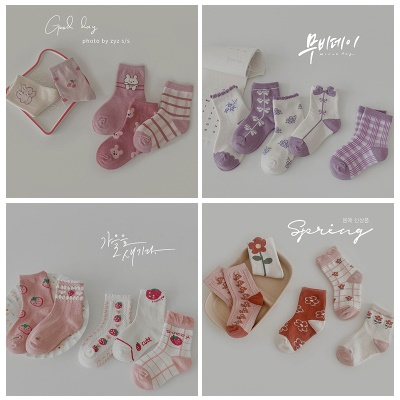 chaussettes ensemble de cinq pièces dentelle imprimé dessin animé animal