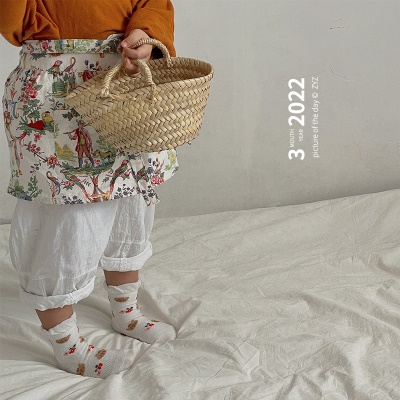 Set de 5 pièces de chaussettes pour enfants en maille respirante avec bordure en coton peigné