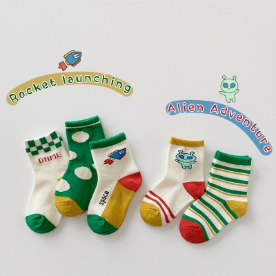 Chaussettes pour enfants ensemble de cinq pièces couleur dessin animé motif coton