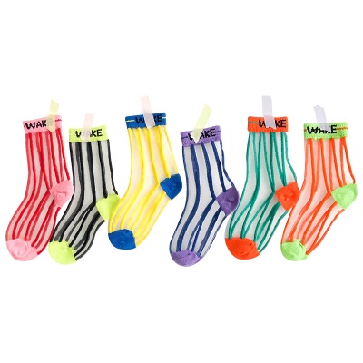 Chaussettes enfant bande verticale bande cassée maille respirante