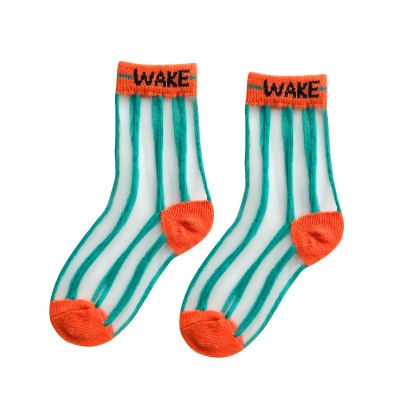 Chaussettes enfant bande verticale bande cassée maille respirante
