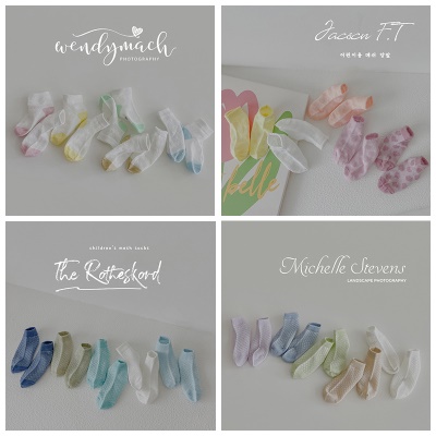 Set de 5 pièces de chaussettes pour enfants respirantes maille cartoon imprimé coton