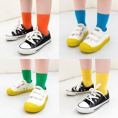 Chaussettes pour enfants en coton peigné à double aiguille