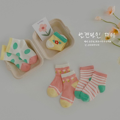 Chaussettes enfant rayé Wave Dot Mesh coton respirant