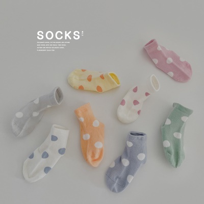 Ensemble de quatre pièces de chaussettes pour enfants Wave Dot Anti-Slip-Dot en coton adhésif