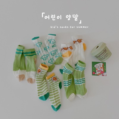 Set de cinq pièces de chaussettes pour enfants Animaux de dessin animé Cartes de couleur Sérigraphie Oeil