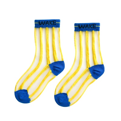 Chaussettes enfant bande verticale bande cassée maille respirante