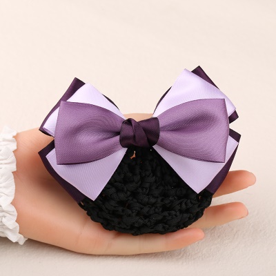 Nœud papillon pour femmes/Broche de fleur de tête patchwork violet/Réglage avec décoration de perles