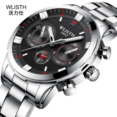 Montre à quartz à trois aiguilles avec bracelet en acier imperméable