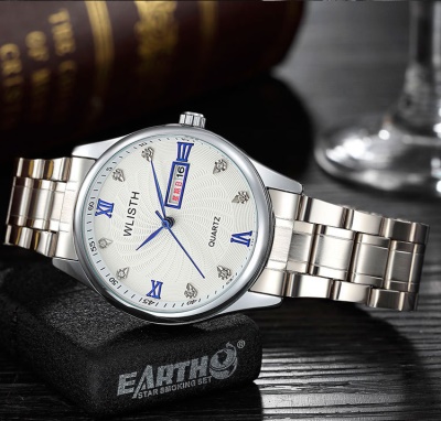 WLISTH montres pour hommes cadran spirale calendrier semaine acier bracelet/ceinture en cuir