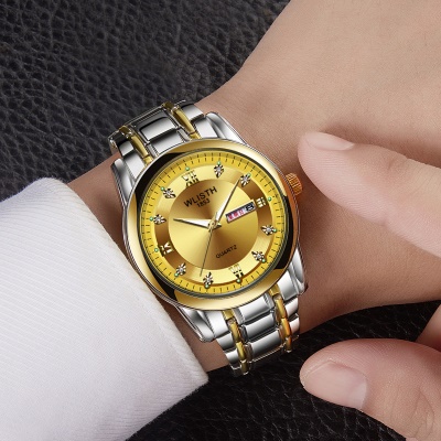 WLISTH montres pour hommes double calendrier en acier bracelet lumineux