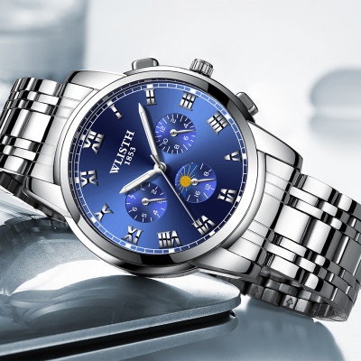Montre à quartz lumineuse avec bracelet en acier imperméable