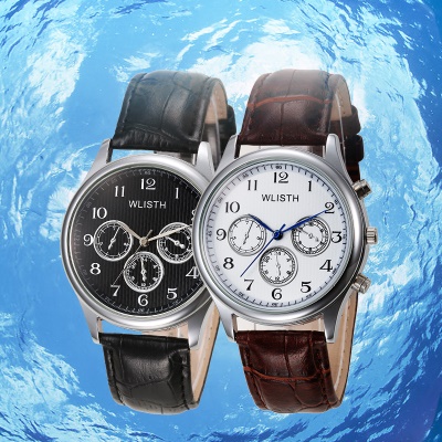 WLISTH montres pour hommes trois yeux décoratif imperméable boucle aiguille bracelet