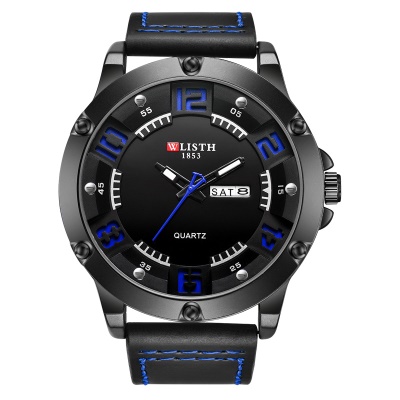 WLISTH montre hommes  double calendrier affichage lumineux aiguilles ceinture en cuir