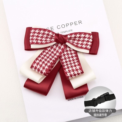 Nœud papillon/arc de soie de polyester rouge avec fleur de tête pour les femmes