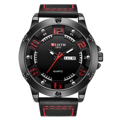 WLISTH montre hommes  double calendrier affichage lumineux aiguilles ceinture en cuir