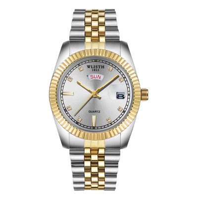 Montres pour hommes or quartz bracelet en acier