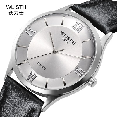 Montres pour hommes bracelet en cuir imperméable grand cadran