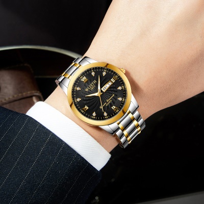 WLISTH Montres pour hommes avec des aiguilles lumineuses chiffres romains double calendrier