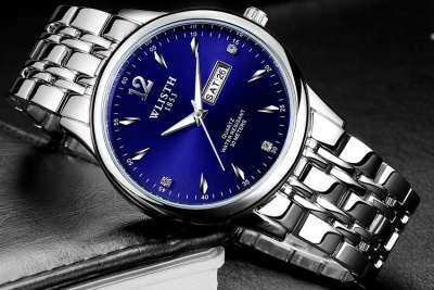 Montre à quartz pour hommes avec bande d'acier solide imperméable