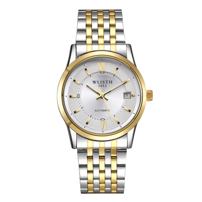 WLISTH Montre pour hommes avec bracelet en cuir, boucle Automatique - Mécanique - Double Squelette